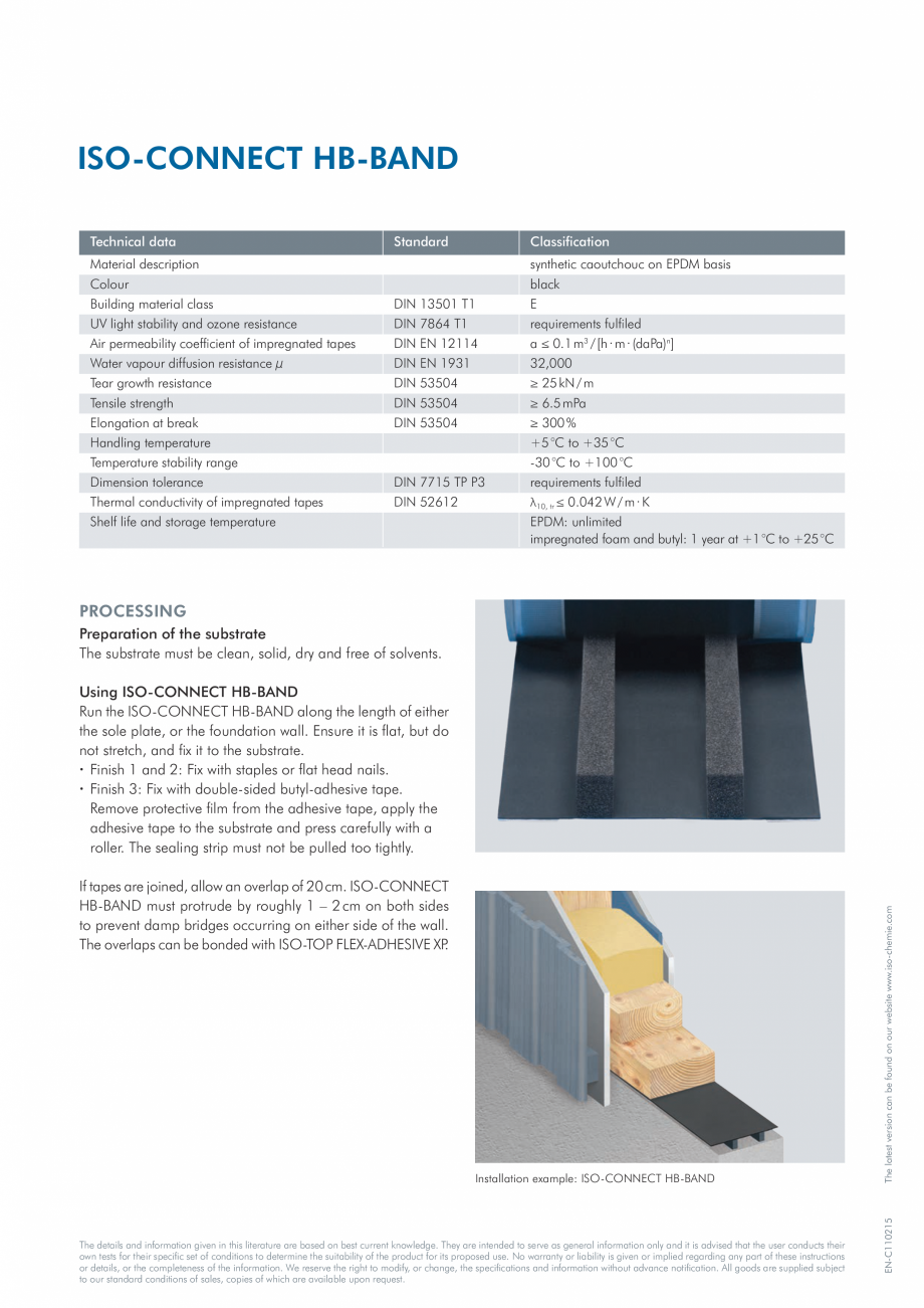 Pagina 2-Banda de etansare rezistenta la presiuni extreme ISO Chemie ISO-CONNECT HB Fisa tehnica Engleza he...