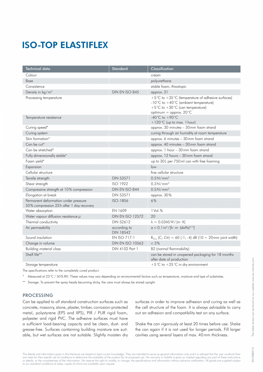 Pagina 2-Spuma PUR ISO Chemie ISO-TOP ELASTIFLEX Fisa tehnica Engleza 
·· permanent, flexible foam-filling ...