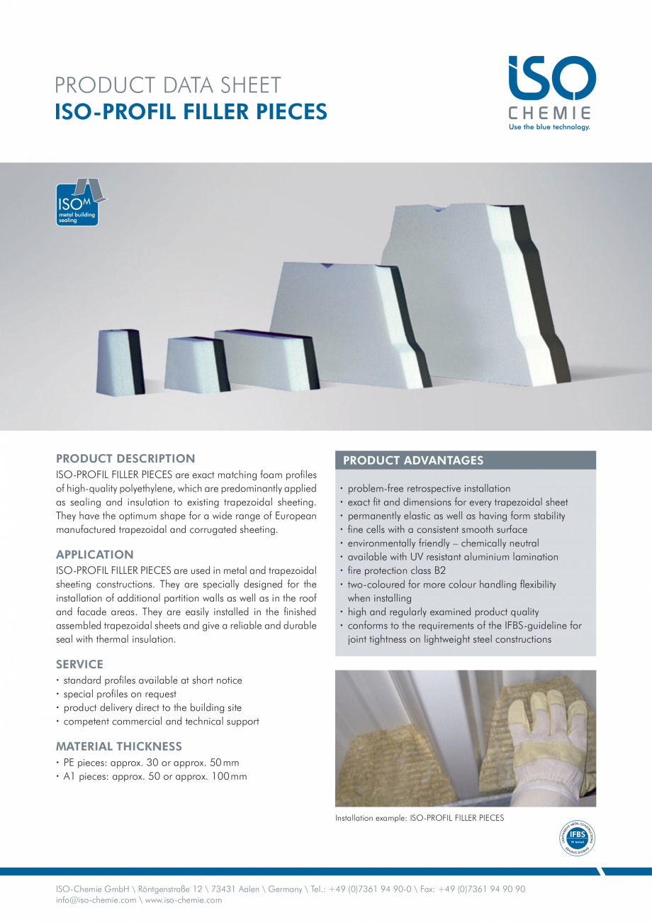 Pagina 1-Profile din spuma PE  ISO Chemie ISO-PROFIL FILLER PIECES Fisa tehnica Engleza PRODUCT DATA SHEET...