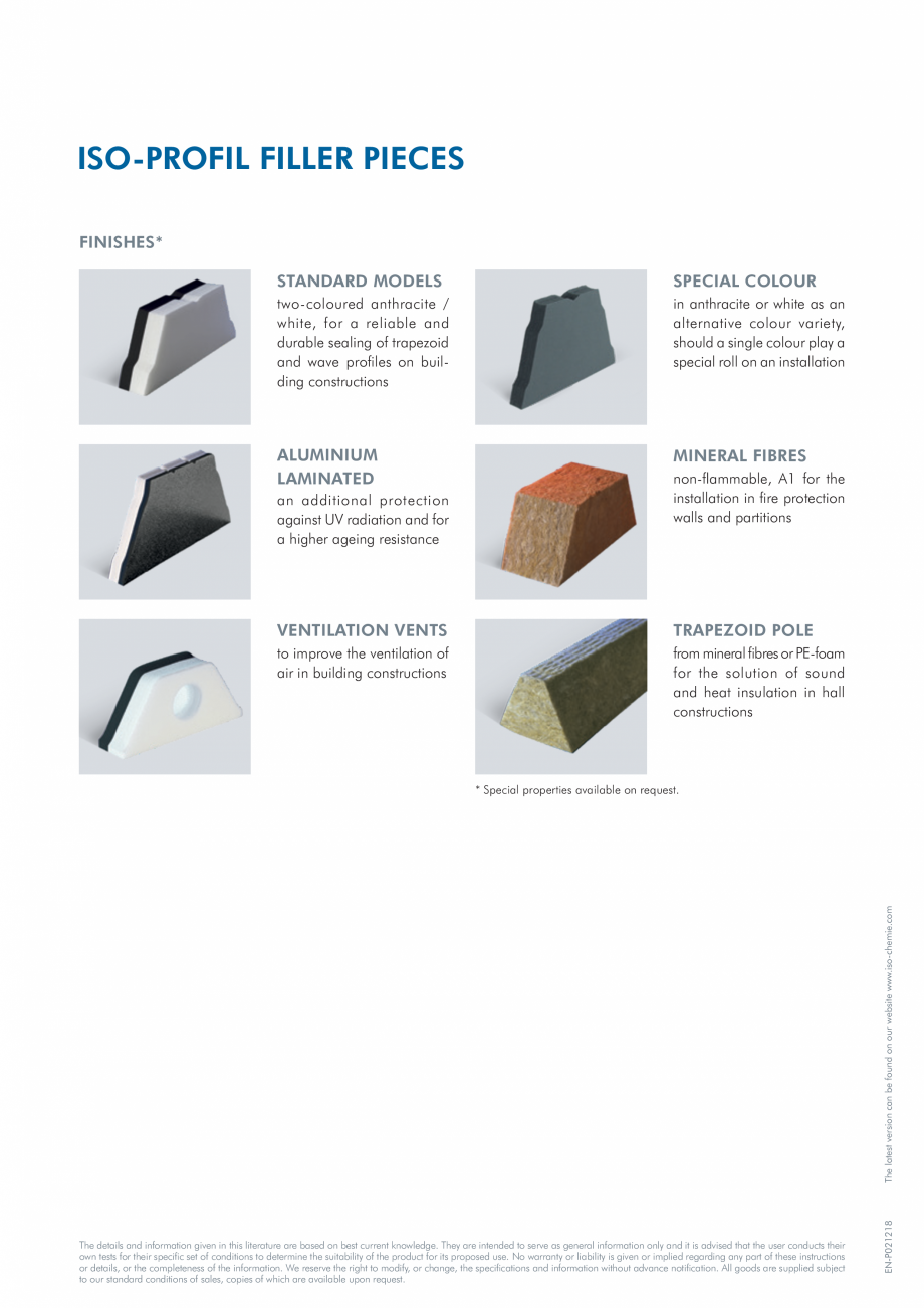Pagina 2-Profile din spuma PE  ISO Chemie ISO-PROFIL FILLER PIECES Fisa tehnica Engleza ith UV resistant...