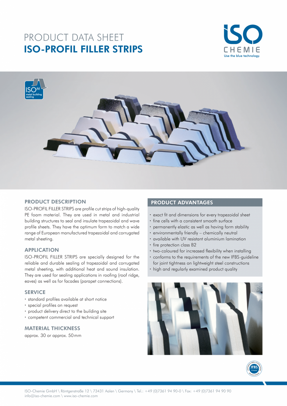 Pagina 1-Profile din spuma PE  ISO Chemie ISO-PROFIL FILLER STRIPS Fisa tehnica Engleza PRODUCT DATA SHEET...