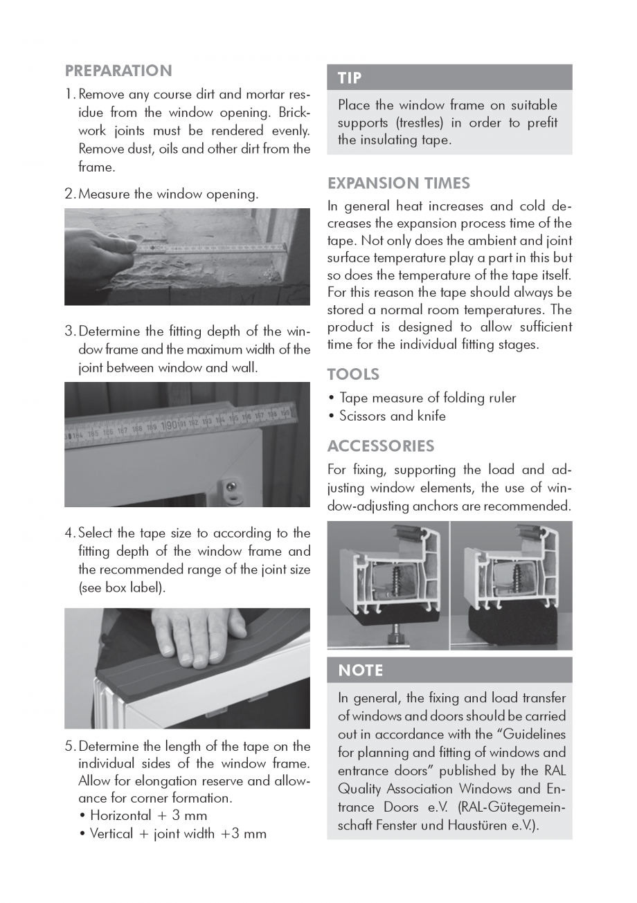 Pagina 2-Instructiuni de montaj pentru banda precomprimata ISO Chemie ISO-BLOCO HYBRATEC Instructiuni montaj,...