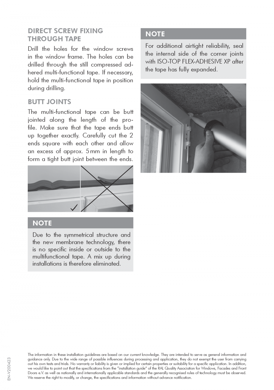 Pagina 4-Instructiuni de montaj pentru banda precomprimata ISO Chemie ISO-BLOCO HYBRATEC Instructiuni montaj,...