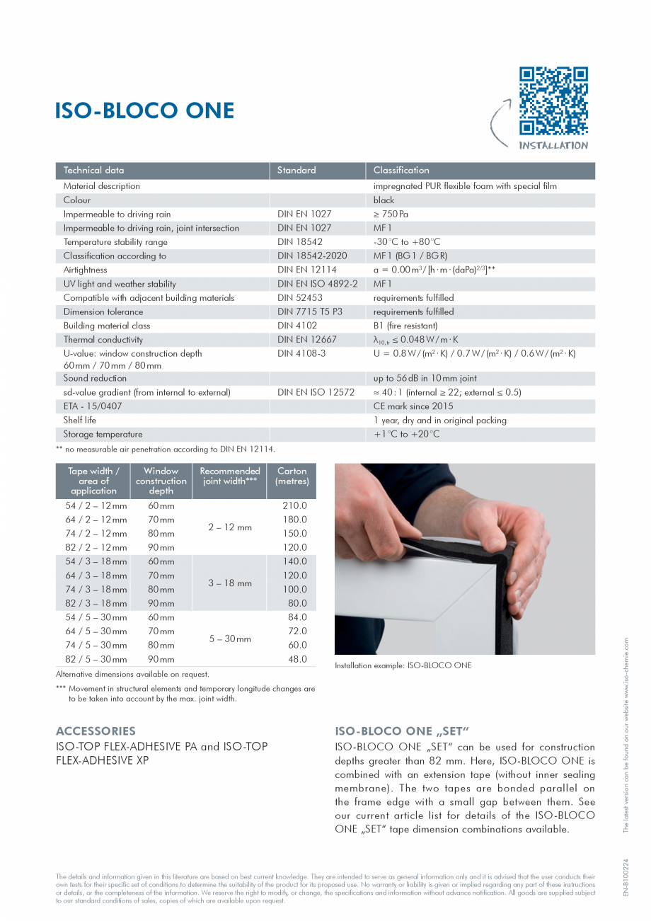 Pagina 2 - Banda precomprimata ISO Chemie ISO-BLOCO One Fisa tehnica Engleza e weather conditions
·...