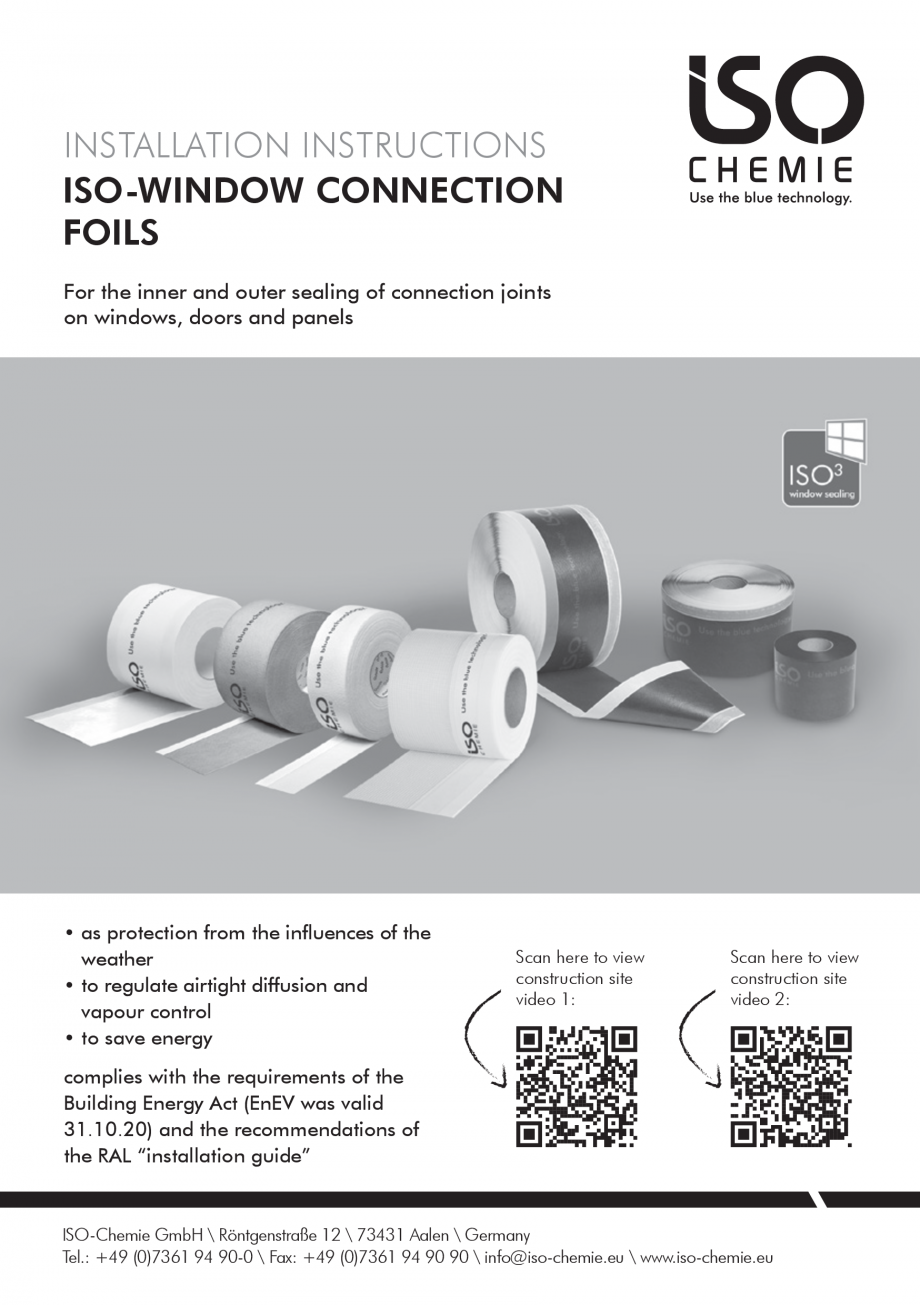 Pagina 1-Instructiuni de montaj pentru membrana hidroizolanta ISO Chemie ISO-CONNECT HB, ISO-CONNECT INSIDE...