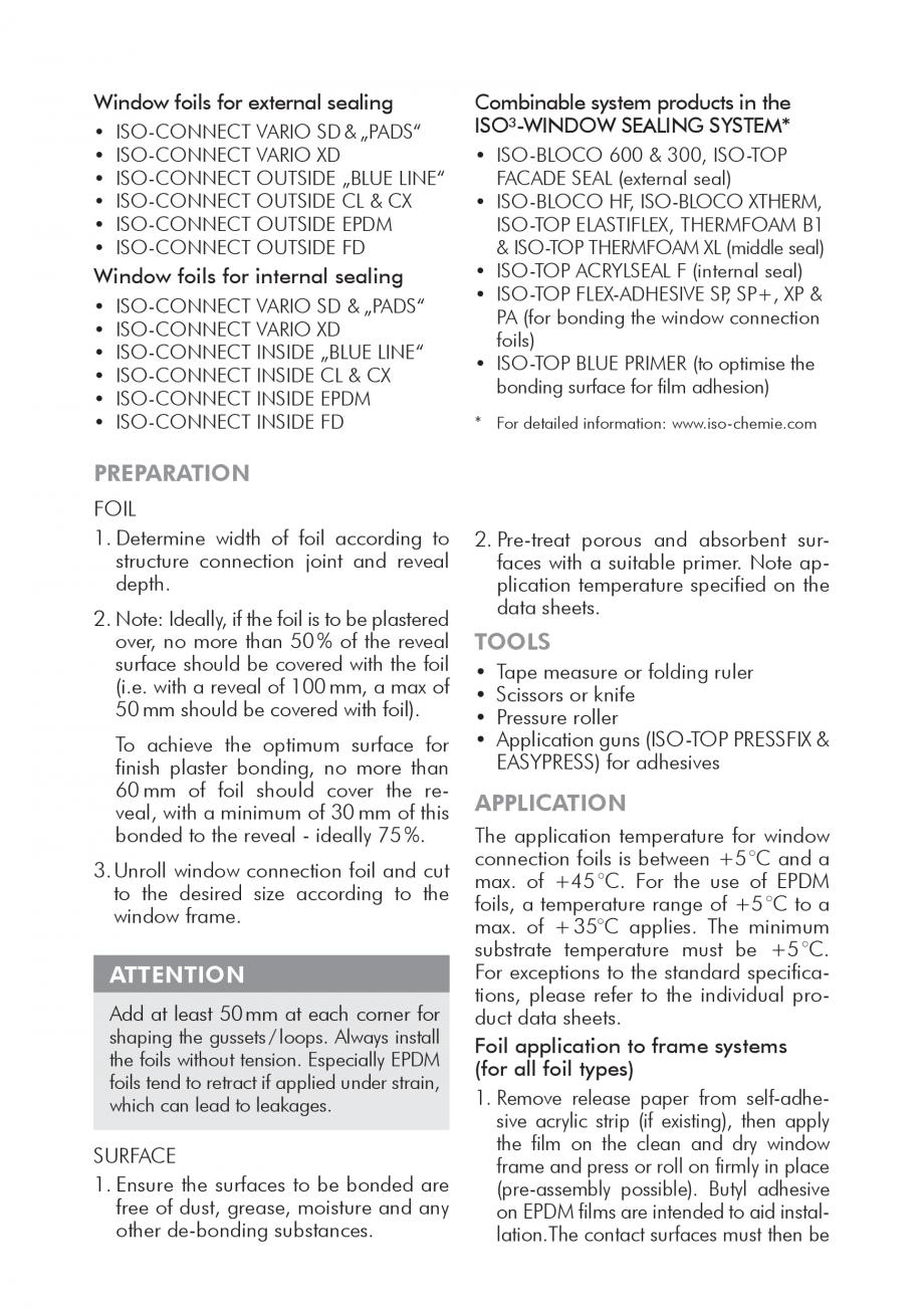 Pagina 2-Instructiuni de montaj pentru membrana hidroizolanta ISO Chemie ISO-CONNECT HB, ISO-CONNECT INSIDE...