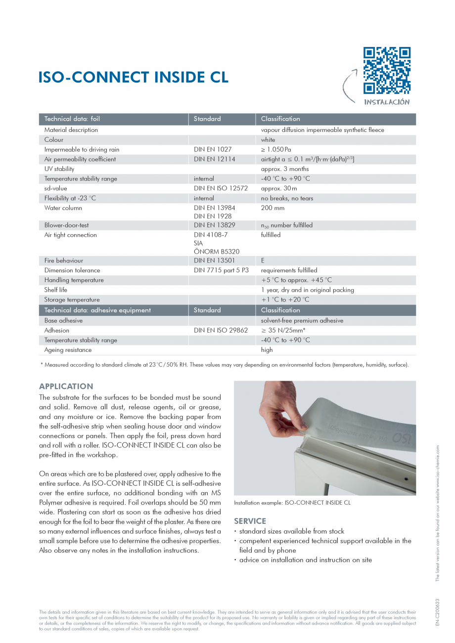 Pagina 2 - Folie bariera de vapori ISO Chemie ISO-CONNECT INSIDE CL Fisa tehnica Engleza ffusion...
