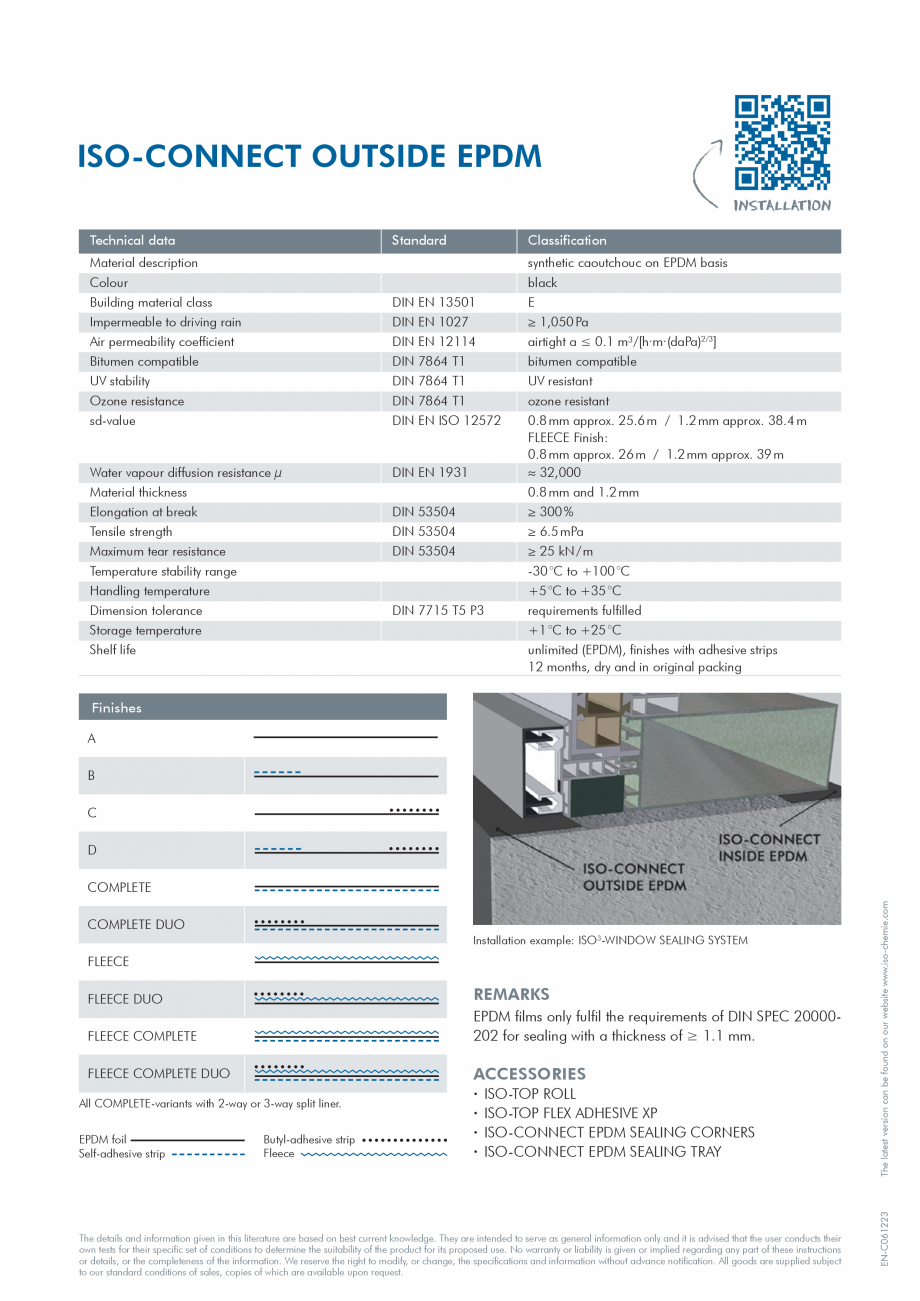 Pagina 2 - Membrana hidroizolanta EPDM ISO Chemie ISO-CONNECT Outside EPDM Fisa tehnica Engleza ty...