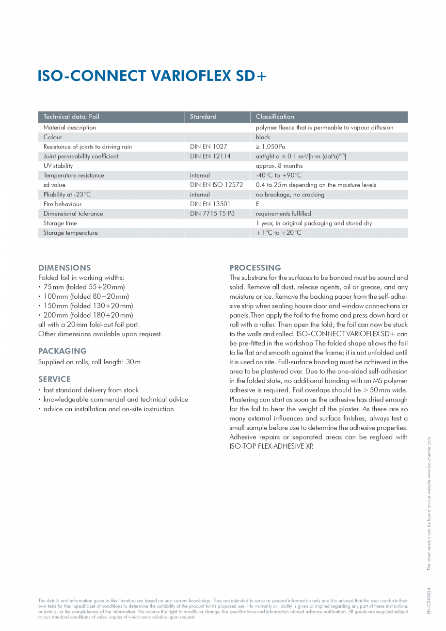 Pagina 2 - Folie variabilă interior/exterior ISO Chemie ISO-CONNECT VARIOFLEX SD+ Fisa tehnica...