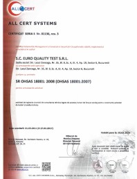 Certificat - Sistemul de Management al Sanatatii si Securitatii Ocupationale