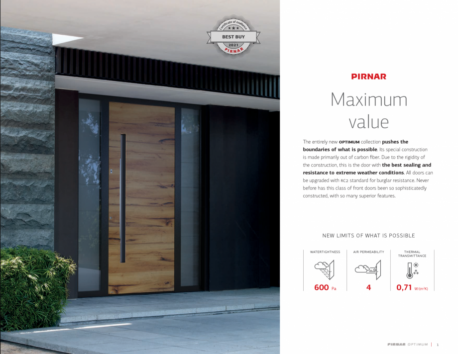 Pagina 3-Usi de intrare PIRNAR OPTIMUM PIRNAR Catalog, brosura Engleza m/h. This is as
much as six times the ...