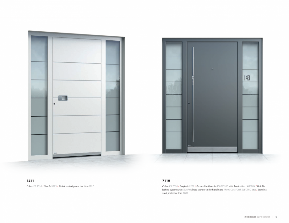 Pagina 7-Usi de intrare PIRNAR OPTIMUM PIRNAR Catalog, brosura Engleza olour FS 8019 / Glass motif...