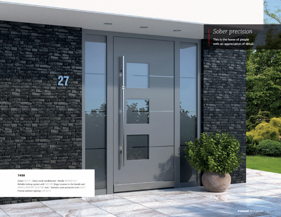 Pagina 17-Usi de intrare PIRNAR OPTIMUM PIRNAR Catalog, brosura Engleza ange of handles and illumination...