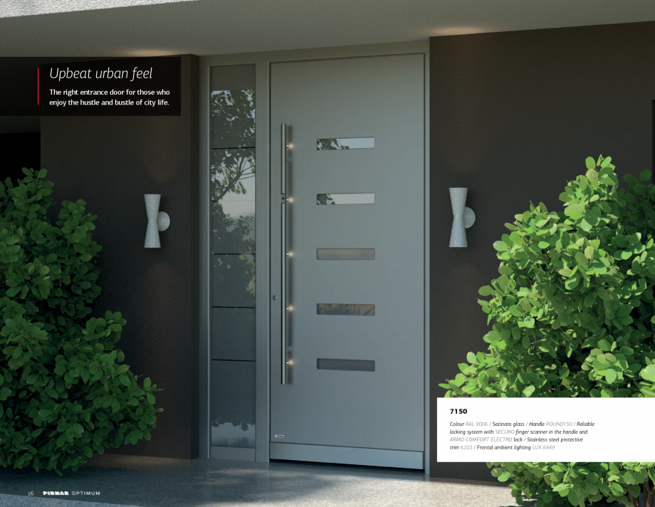 Pagina 18-Usi de intrare PIRNAR OPTIMUM PIRNAR Catalog, brosura Engleza ndard ARMO version, with
• automatic...