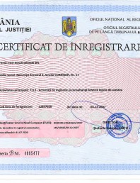Certificat de inregistrare ORC pentru ECO AQUA DESIGN din 31.07.2020