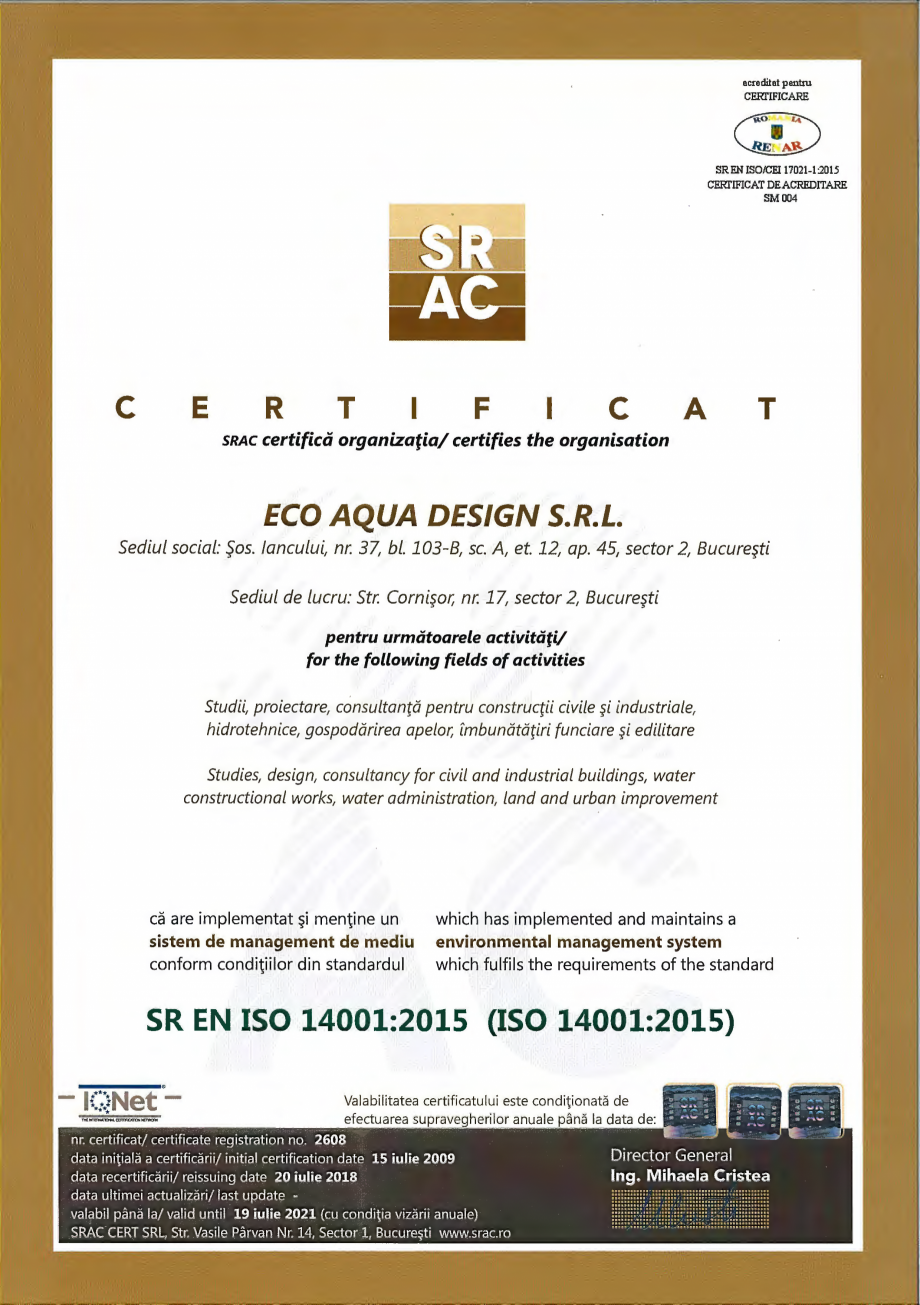 Pagina 3-Certificari  3-2018 Cornisor SR EN ISO 9001_2015 SR EN ISO 14001_2015 SR OHSAS 18001_2007  pentru...