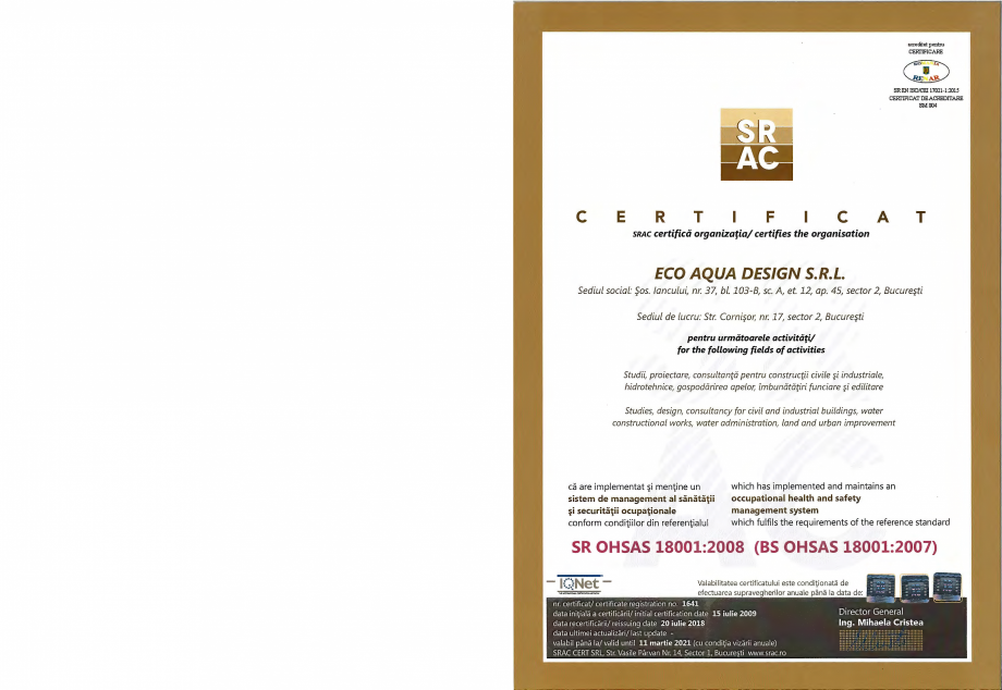 Pagina 5-Certificari  3-2018 Cornisor SR EN ISO 9001_2015 SR EN ISO 14001_2015 SR OHSAS 18001_2007  pentru...