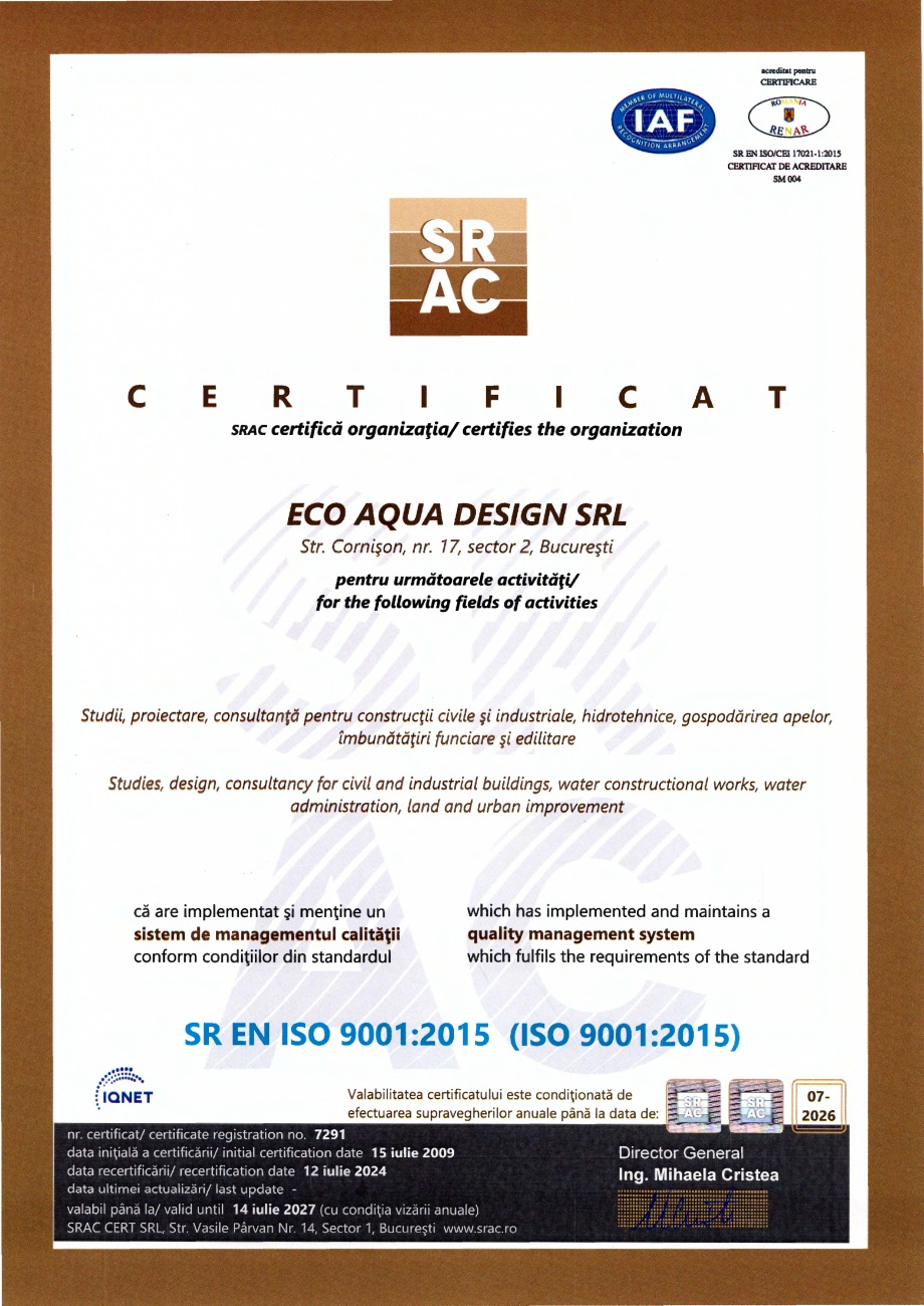 Pagina 1 - Certificari  3-2024 Cornisor SR EN ISO 9001_2015 SR EN ISO 14001_2015 SR EN ISO...