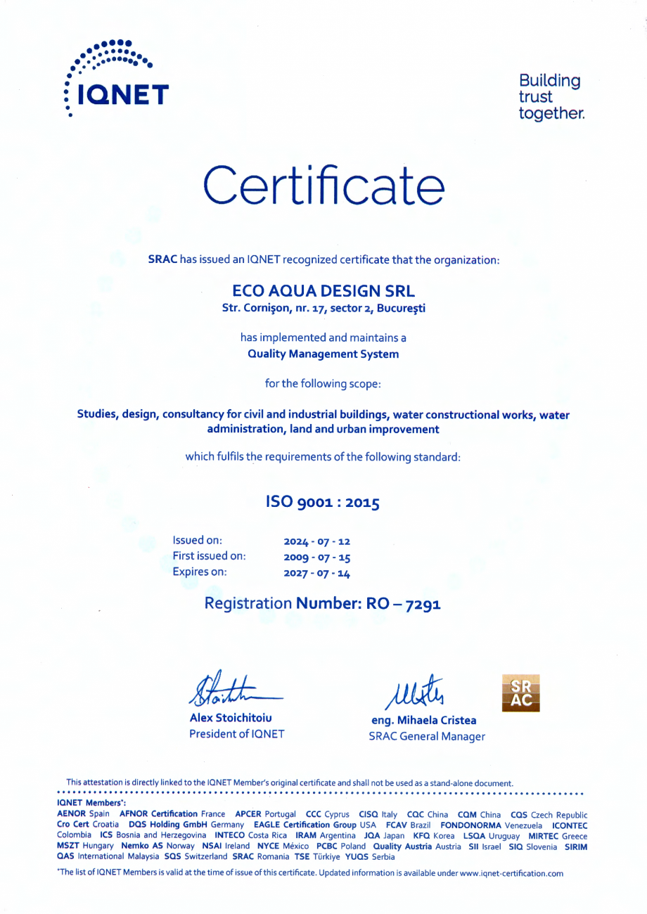 Pagina 2 - Certificari  3-2024 Cornisor SR EN ISO 9001_2015 SR EN ISO 14001_2015 SR EN ISO...