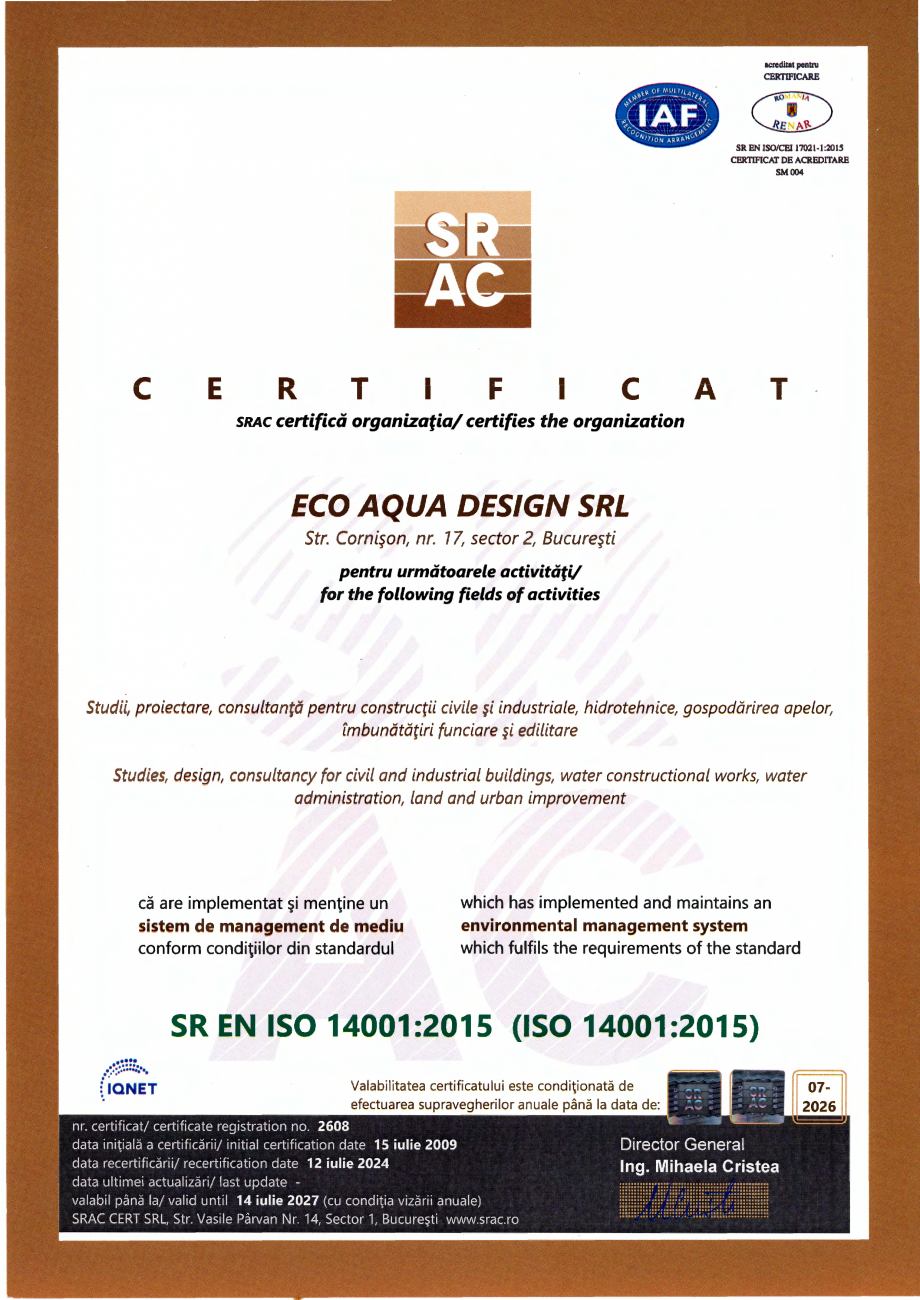 Pagina 3 - Certificari  3-2024 Cornisor SR EN ISO 9001_2015 SR EN ISO 14001_2015 SR EN ISO...
