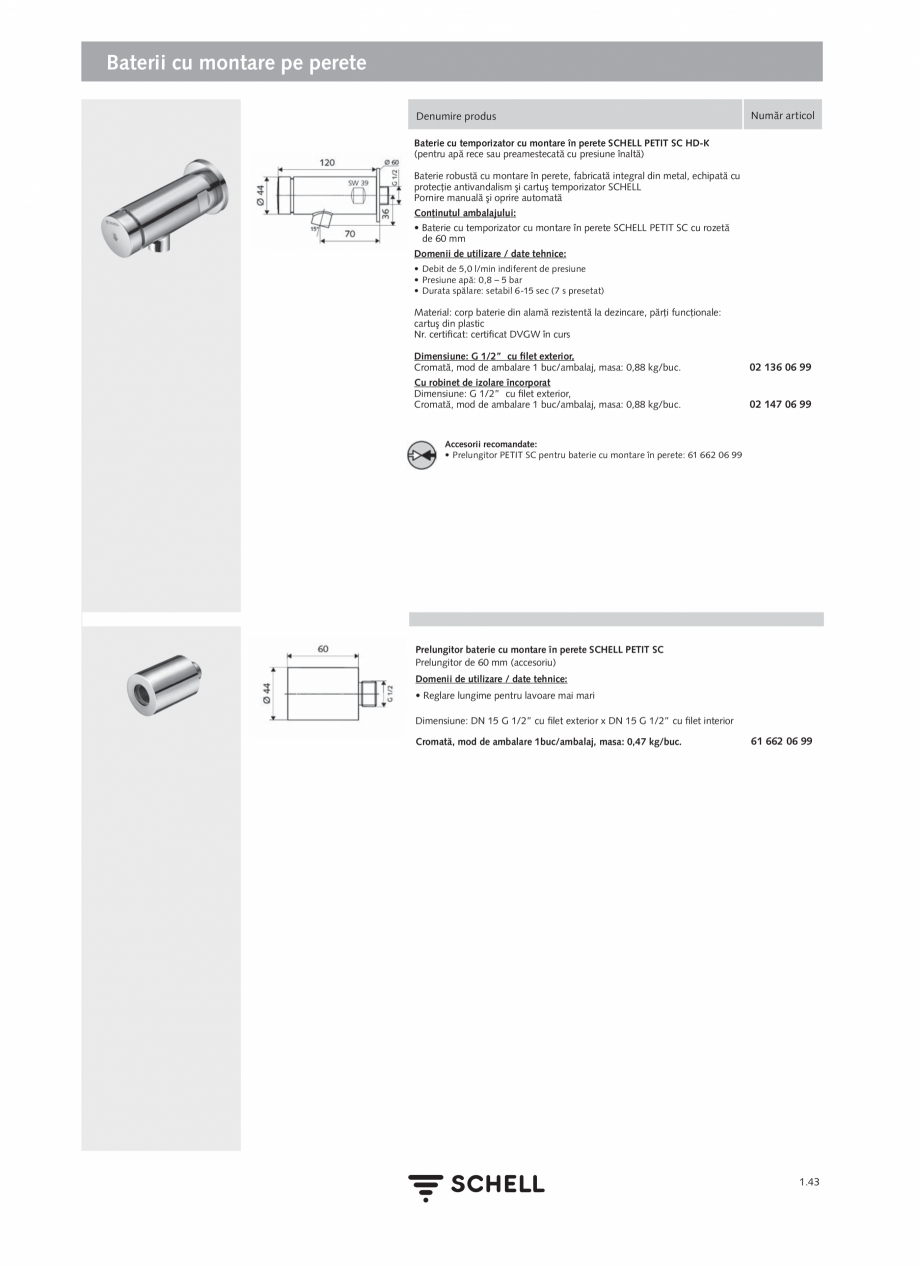 Pagina 61-Schell - Catalog general - 2020-2021  Catalog, brosura Romana  EN 60715)
• bloc terminal şi...