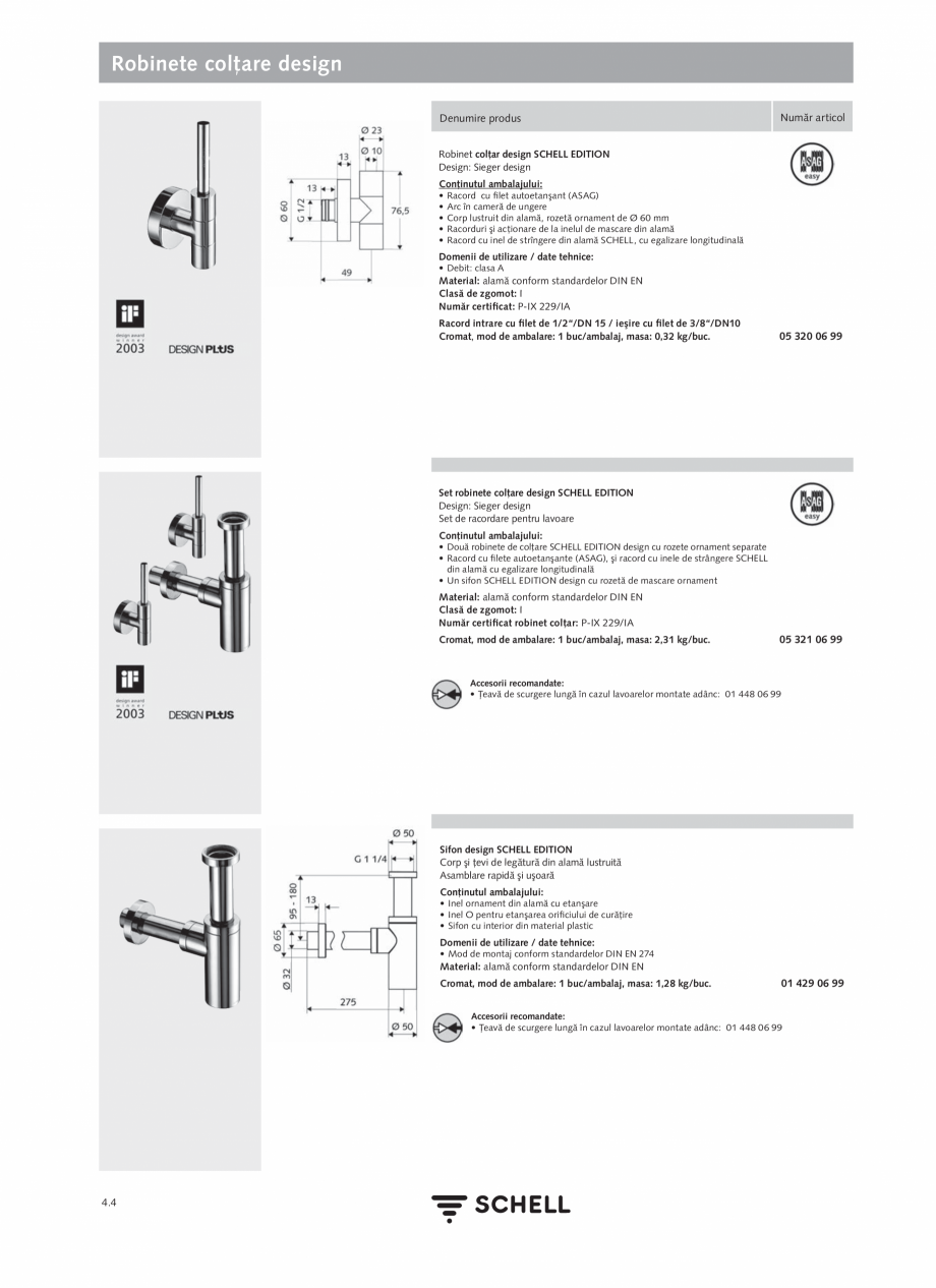 Pagina 162-Schell - Catalog general - 2020-2021  Catalog, brosura Romana net colţar cu filtru normal
05 430 06...