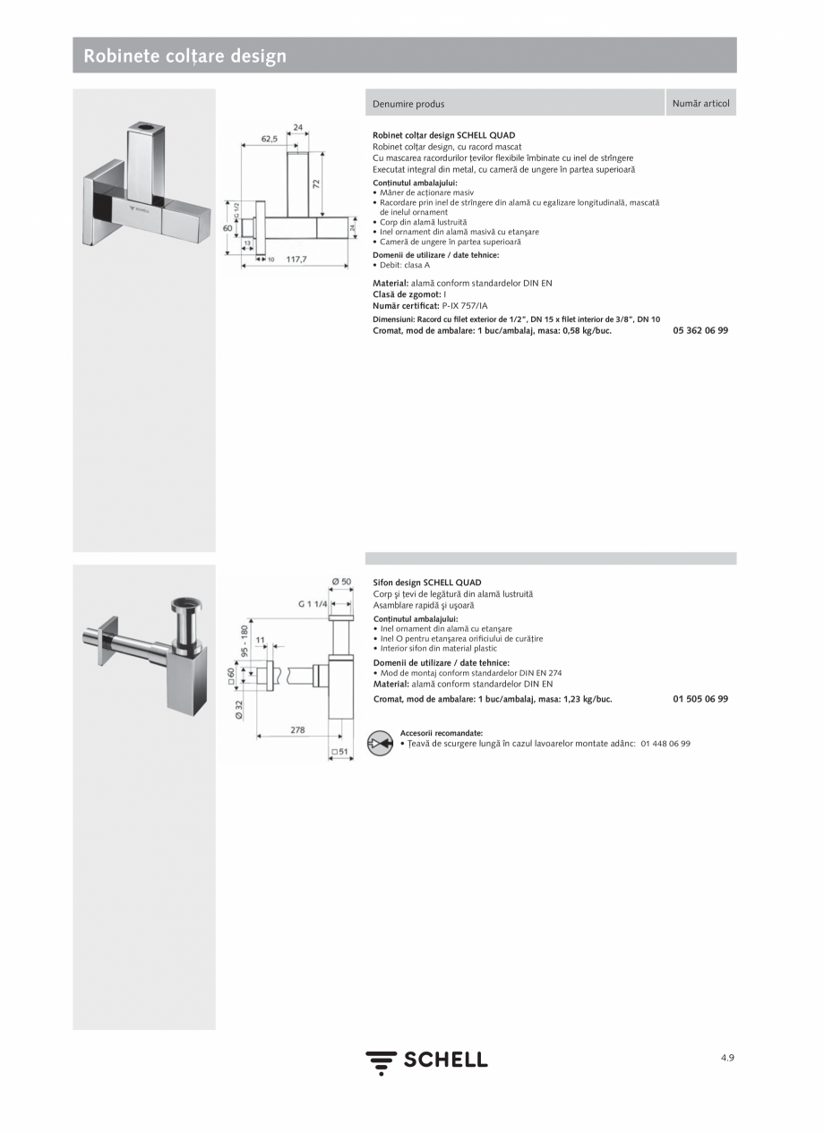 Pagina 167-Schell - Catalog general - 2020-2021  Catalog, brosura Romana 99
• Robinet colţar cu filtru...