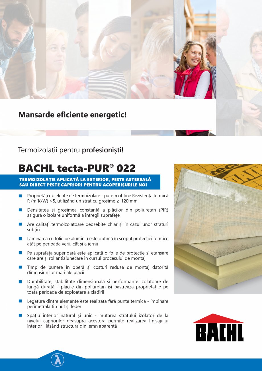 Pagina 1-Placi termoizolante rigide din poliuretan BACHL tecta-PUR® 022 Fisa tehnica Mansarde eficiente...