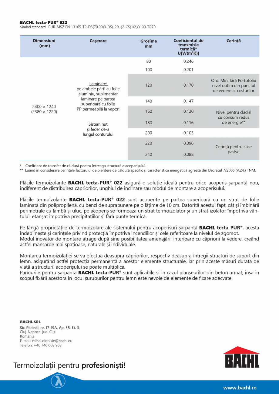Pagina 2-Placi termoizolante rigide din poliuretan BACHL tecta-PUR® 022 Fisa tehnica treaza...