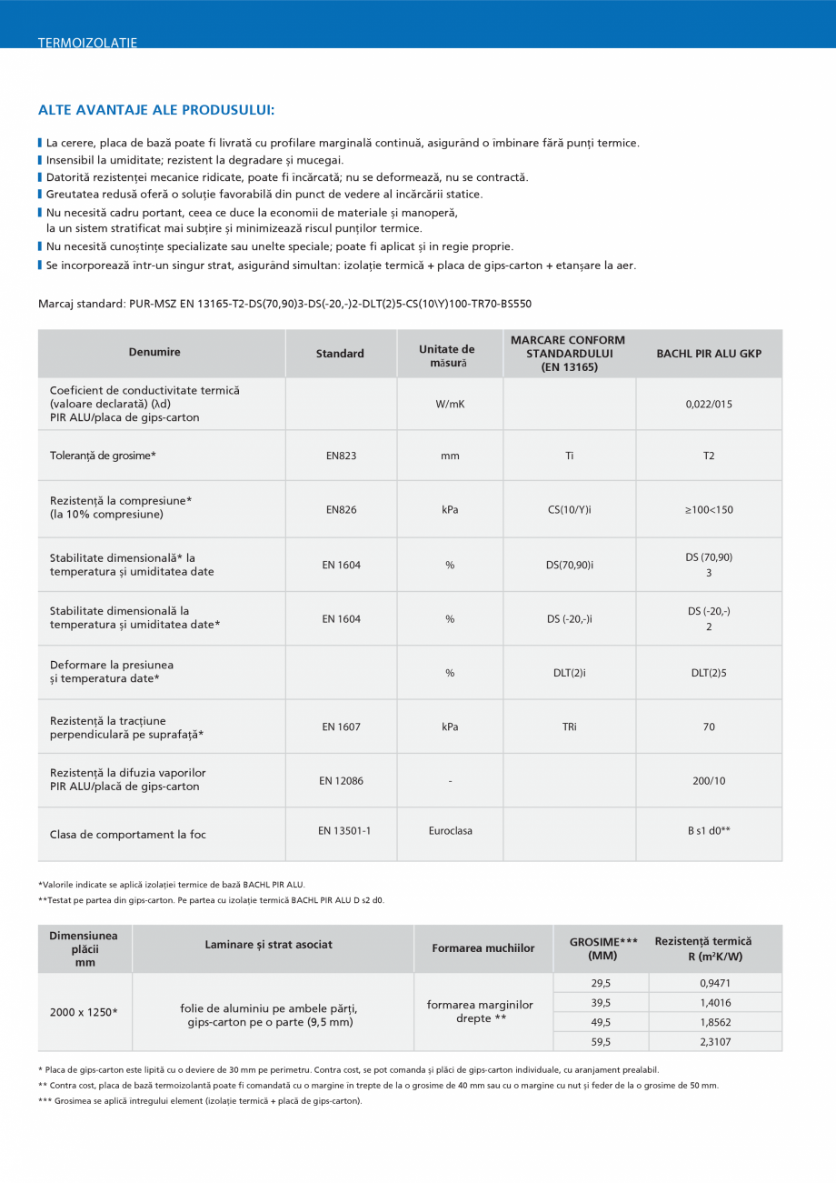 Pagina 2-Placi termoizolante din spuma rigida BACHL PIR ALU GKP Fisa tehnica Romana imizeazã riscul...