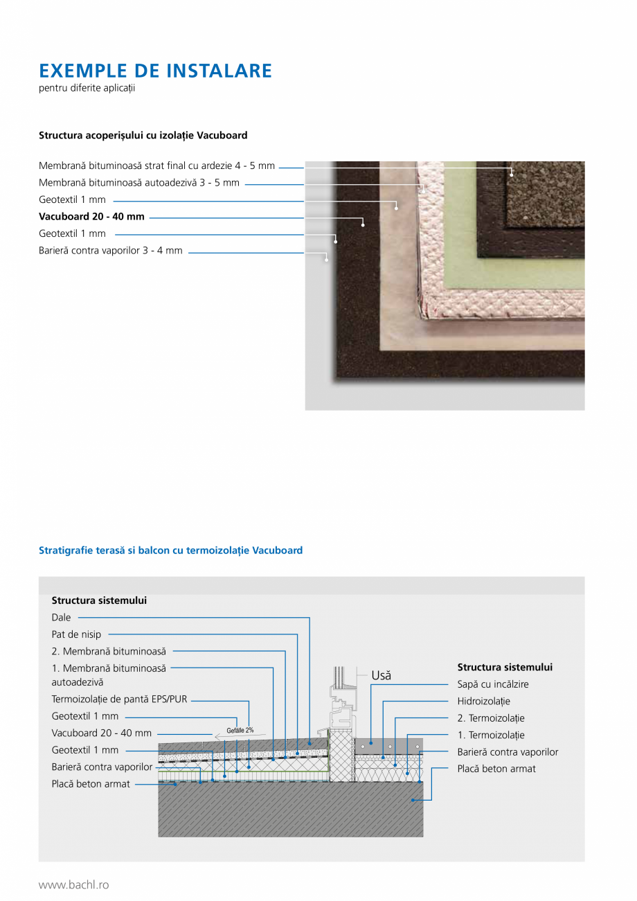 Pagina 3-Panou de izolare termica BACHL Vacuboard Fisa tehnica Romana ructura sistemului
Dale
Pat de nisip
2....
