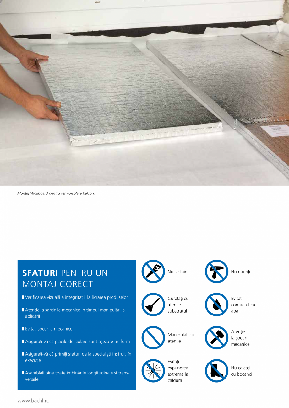 Pagina 4-Panou de izolare termica BACHL Vacuboard Fisa tehnica Romana la specialiști instruiți în...