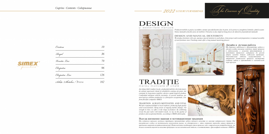 Pagina 4 - Catalog mobila SIMEX The Essence of Quality - Volum 1  Catalog, brosura Engleza, Romana, ...
