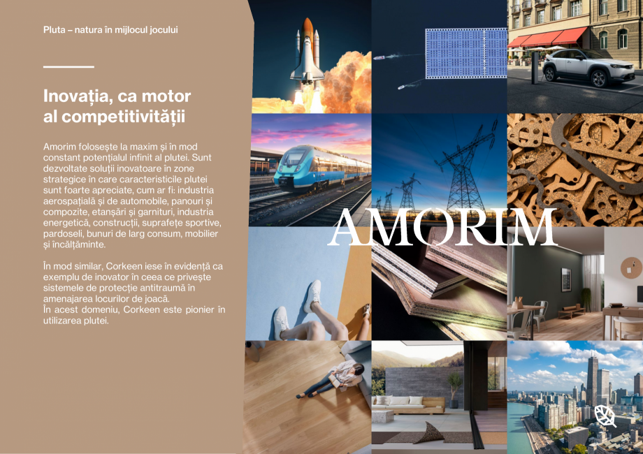 Pagina 12-Pardoseli din pluta pentru locuri de joaca Corkeen by Amorim Catalog, brosura Romana ule de
plută...