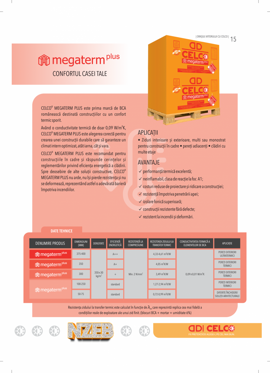 Pagina 15-BCA - beton celular autoclavizat CELCO MEGATERM, MEGATERM PLUS, STANDARD, STRUCTOTERM, SUPERBLOCK...