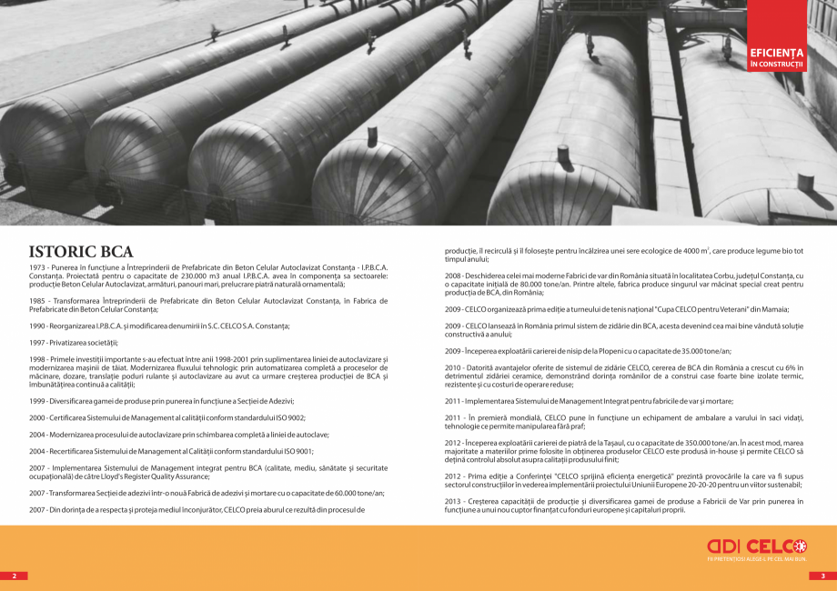 Pagina 2-CELCO - Povestea BCA CELCO STRUCTOTERM, SUPERBLOCK, MEGATERM, STANDARD, MEGATERM PLUS, CELCO®...
