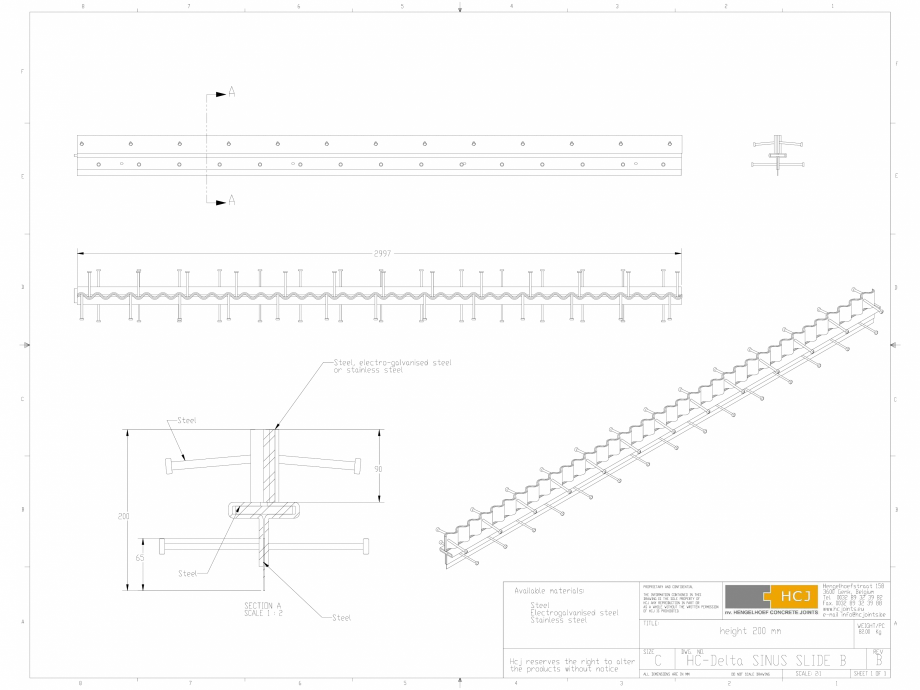 Pagina 1-CAD-DWG Profile pentru rosturi 200x5 HCJ Detaliu de produs HC-Delta Sinus Slide 