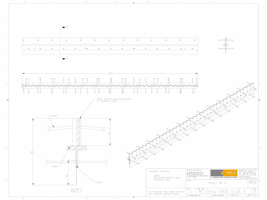 Pagina 1-CAD-DWG Profile pentru rosturi 300x5 HCJ Detaliu de produs HC-Delta Sinus Slide 