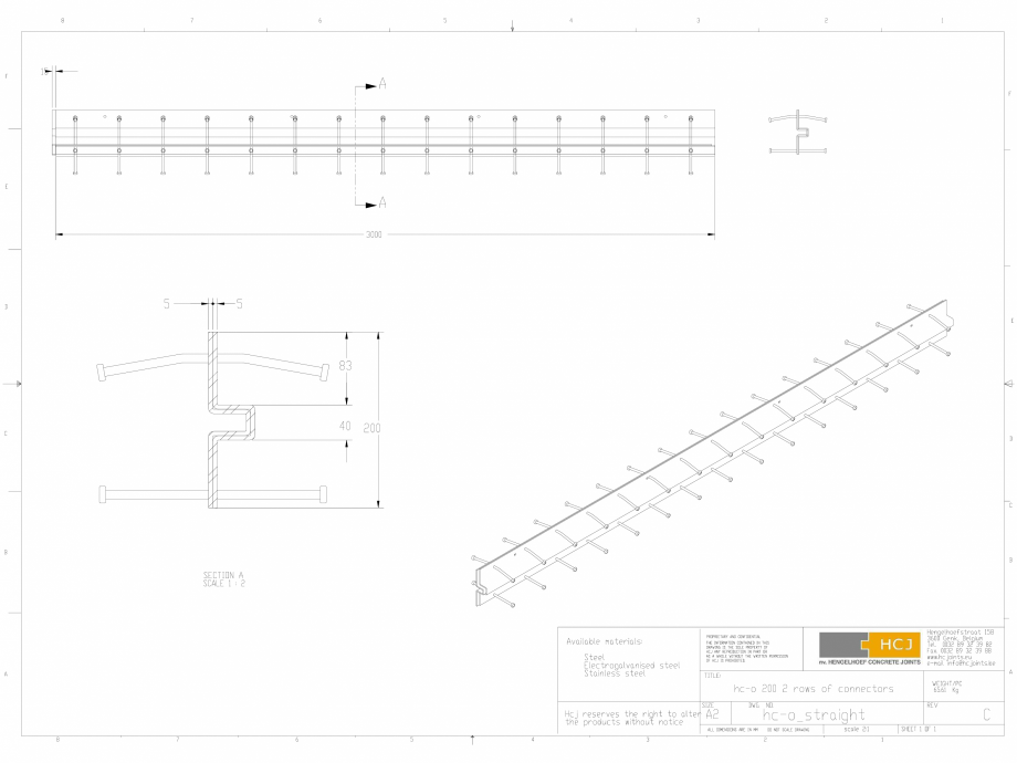 Pagina 1-CAD-DWG Profile pentru rosturi 200x5  HCJ Detaliu de produs HC-Omega 
