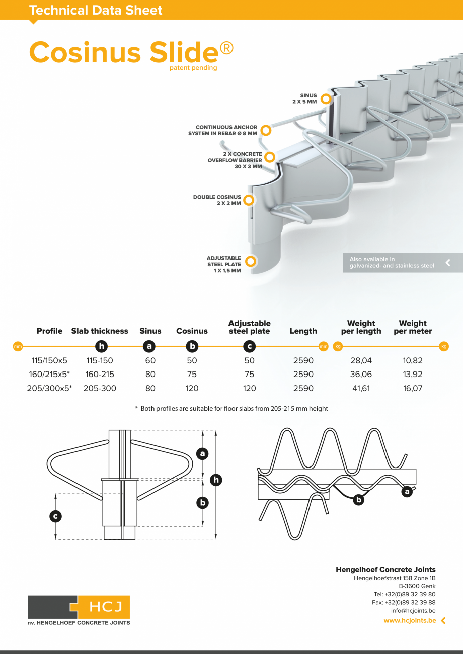 Pagina 1-Fisa tehnica - Profilele pentru rosturi   HCJ Cosinus Slide Fisa tehnica Engleza Technical Data...