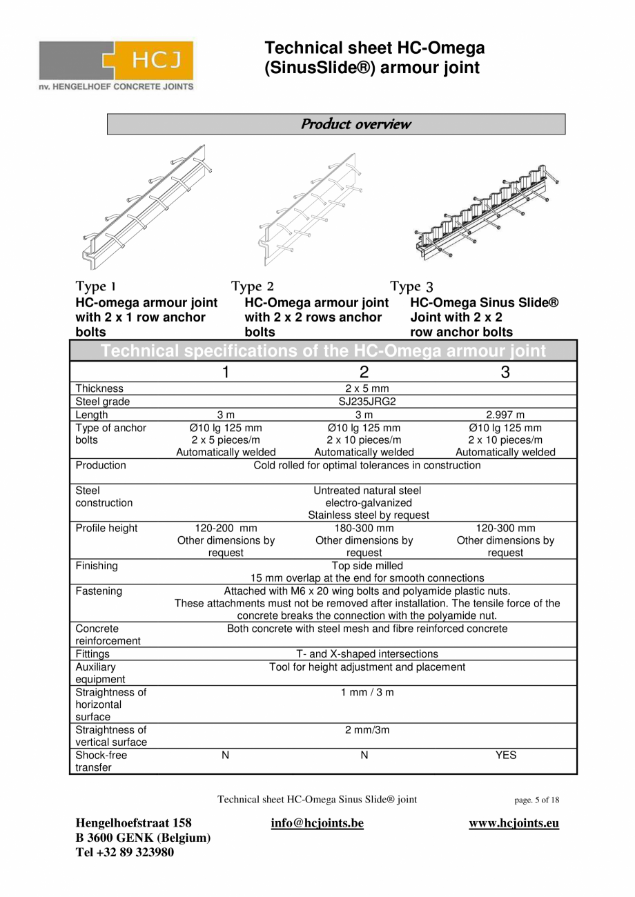 Pagina 5-Profile pentru rosturi utilizate la pardoselile din beton HCJ HC-Omega Sinus Slide Fisa tehnica...
