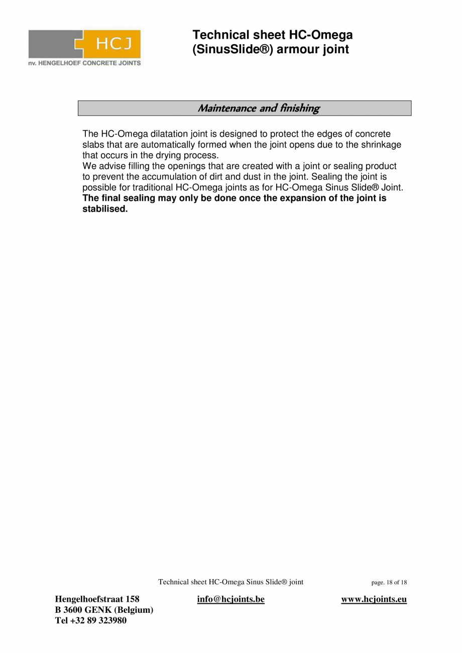 Pagina 18-Profile pentru rosturi utilizate la pardoselile din beton HCJ HC-Omega Sinus Slide Fisa tehnica...