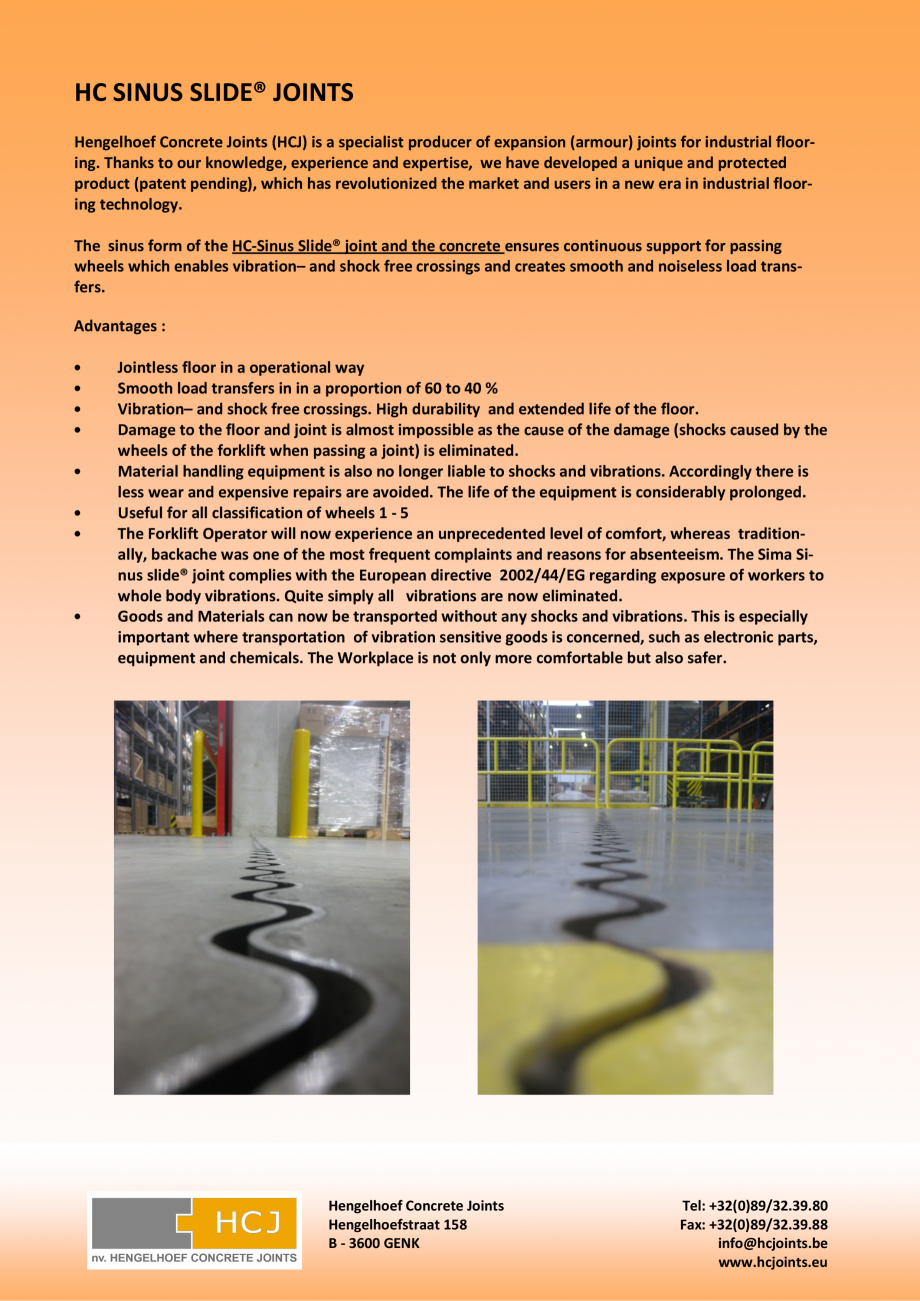 Pagina 2-Solutii de imbinari revolutionare HCJ HC-Omega Sinus Slide Catalog, brosura Engleza  the concrete...