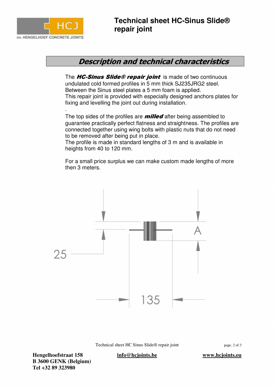 Pagina 2-Profile de reparatie pentru rosturi  HCJ HC-Delta Sinus Slide Fisa tehnica Engleza s from 40 to 120 ...