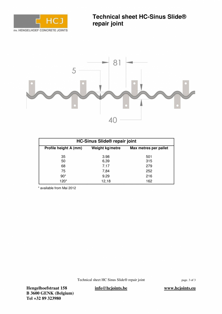 Pagina 3-Profile de reparatie pentru rosturi  HCJ HC-Delta Sinus Slide Fisa tehnica Engleza 