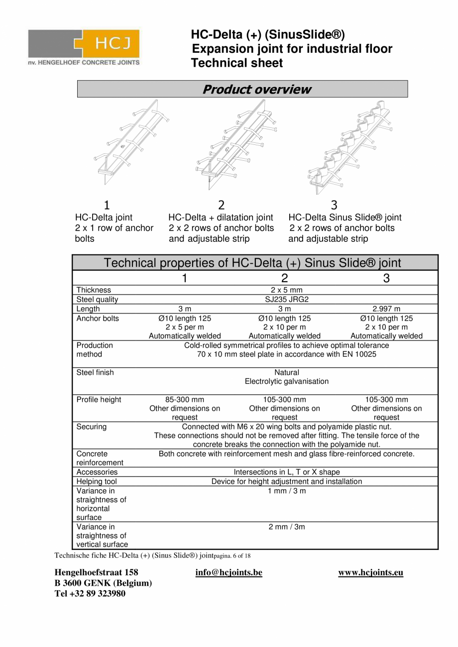 Pagina 6-Profile de dilatatie pentru podele industriale HCJ HC-Delta Sinus Slide Fisa tehnica Engleza ...
