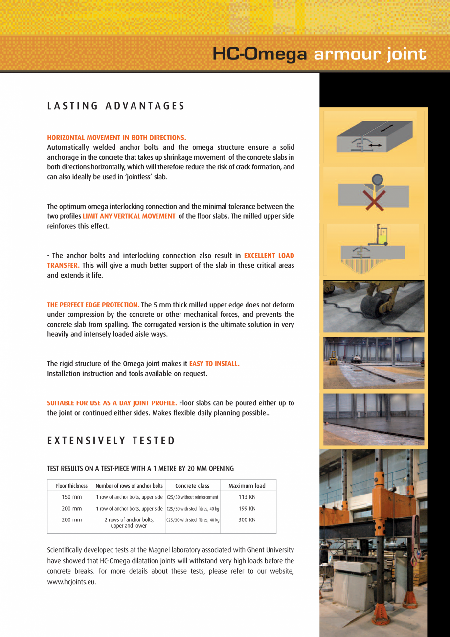 Pagina 3-Cele mai potrivite profile de armare pentru podele industriale HCJ HC-Omega Catalog, brosura Engleza...