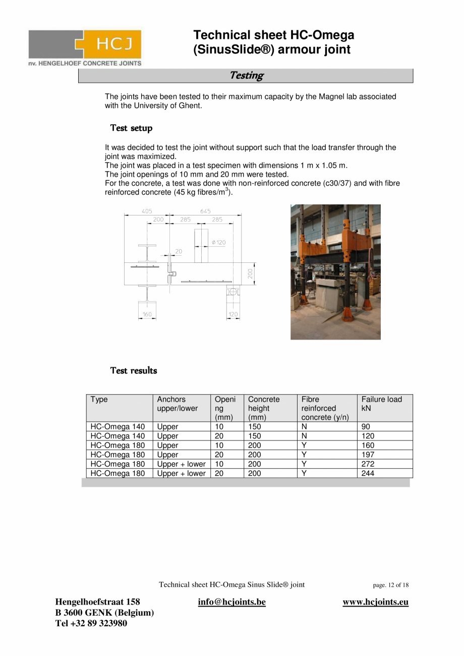 Pagina 12-Profile de armare pentru pardoseli din beton HCJ HC-Omega Fisa tehnica Engleza 
140
HC-Omega
Sinus...