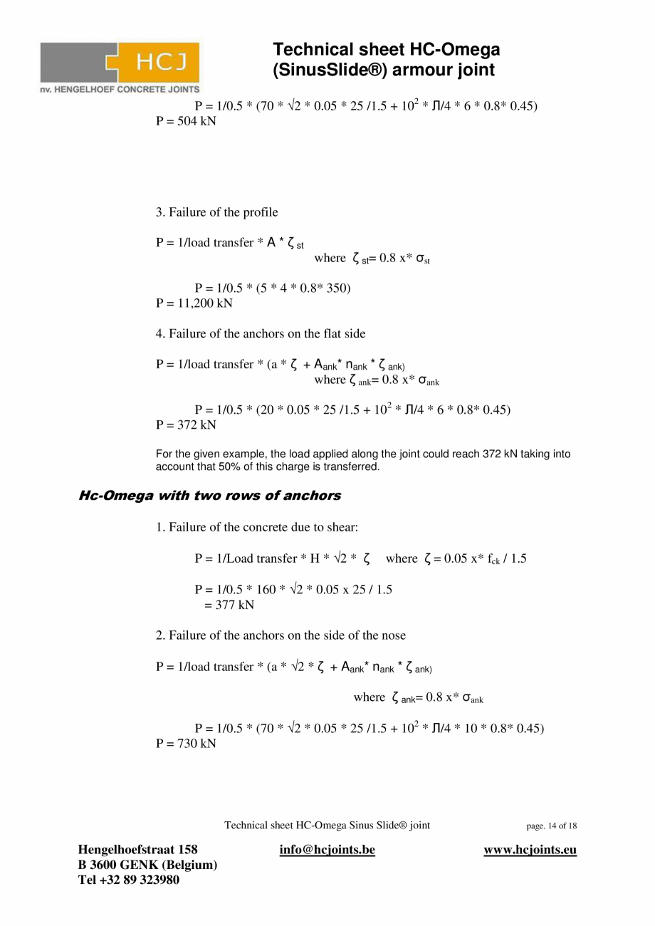 Pagina 14-Profile de armare pentru pardoseli din beton HCJ HC-Omega Fisa tehnica Engleza position of the load ...