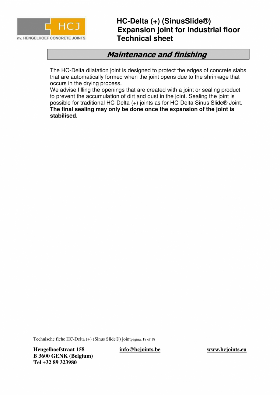 Pagina 18-Profile de dilatatie pentru pardoseli industriale HCJ HC-Delta (+) Fisa tehnica Engleza a + with 2 x...